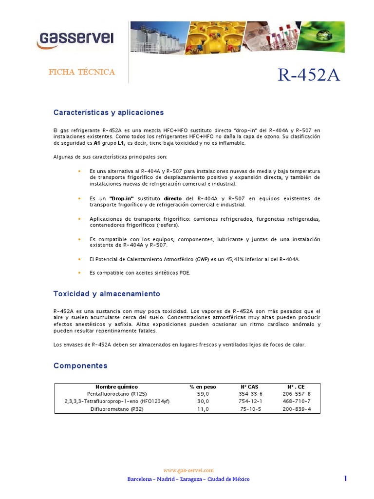 Gas Refrigerante R-452A: Características y Usos | PDF | Cantidades ...