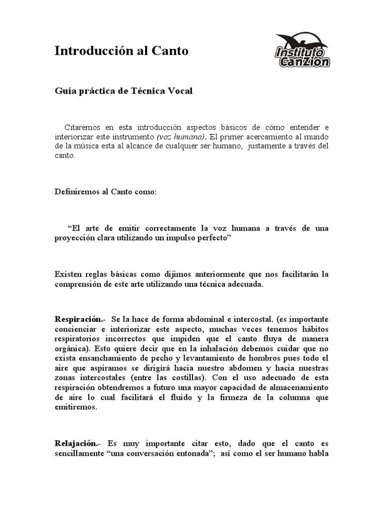 Introducción a Técnicas de Canto | PDF | Artes del Lenguaje y Comunicación
