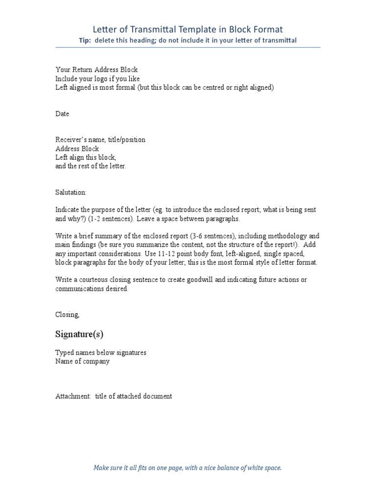 Transmittal Letter Template Guide | PDF | Career & Growth | Business