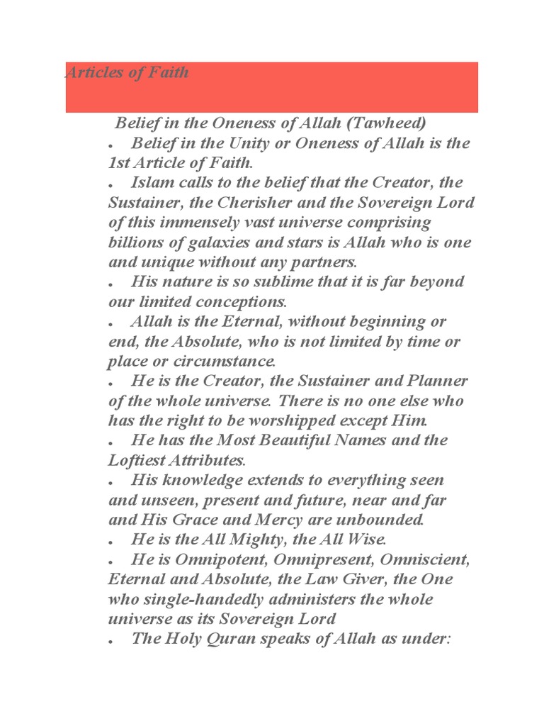 Understanding the Articles of Faith in Islam | PDF | Prophets And ...