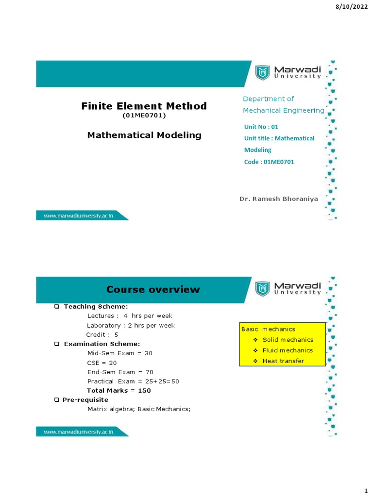 Fem mathematical modeling pdf finite element method calculus of