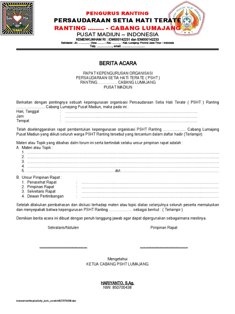 Berita Acara Ranting | PDF