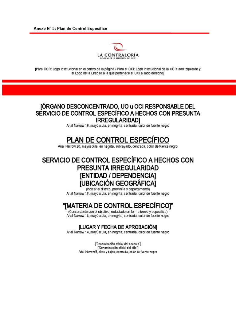 Anexo #5 - Plan de Control Específico | PDF | Gobierno