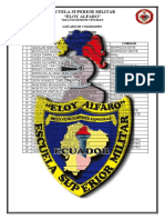 Listado de comisiones del tercer pelotón del segundo curso militar de la Escuela Superior Militar Eloy Alfaro