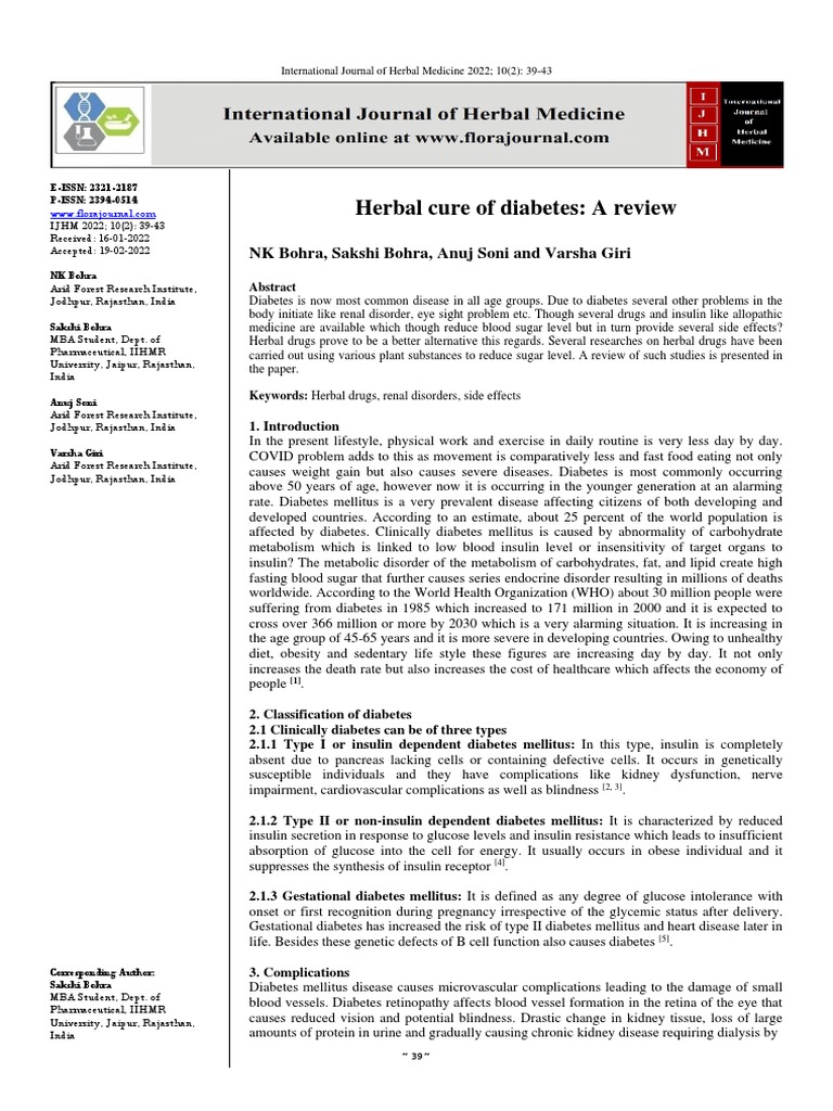 Herbal Remedies for Diabetes Management | PDF | Insulin | Diabetes