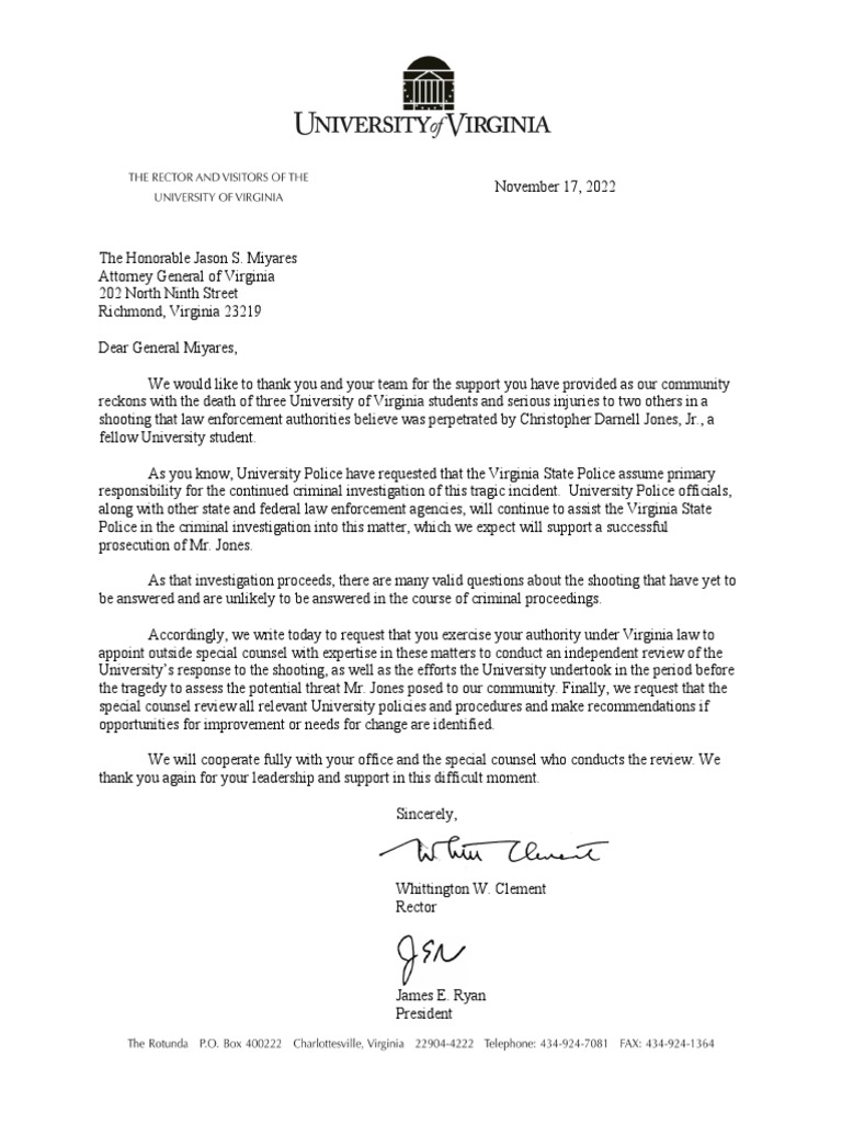 UVA Letter to AG Miyares | PDF