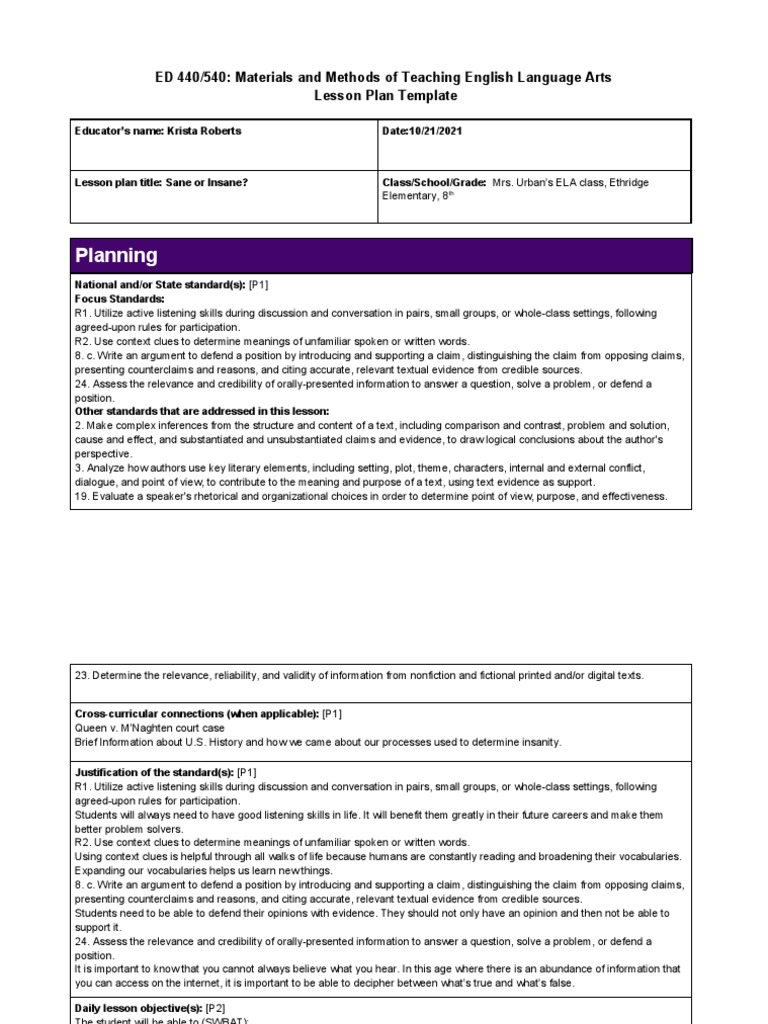 Edgar Allan Poe The Tell Tale Heart Sane or Insane Lesson PDF