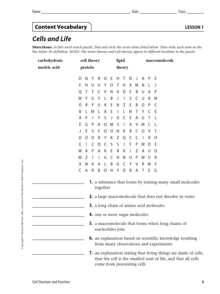 Cells and Life (Biology Exercises) | PDF | Macromolecules | Life