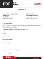 Java - Experiment 3.1 Worksheet - 20BCS6512