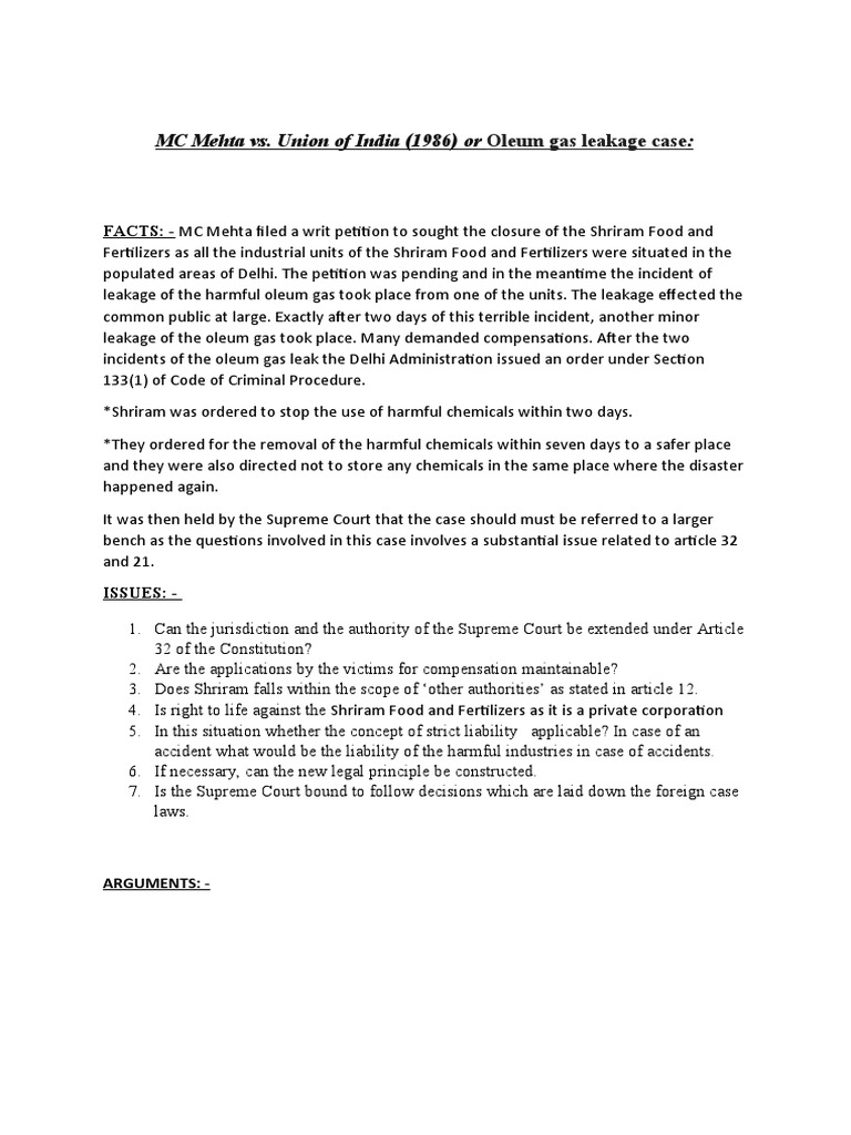 Oleum Gas Leak Case PDF