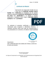 Certificado de Afiliación: Folio: CF - 1127439