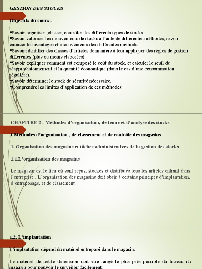 Gestion efficace des stocks et méthodes | PDF | Inventaire | Business