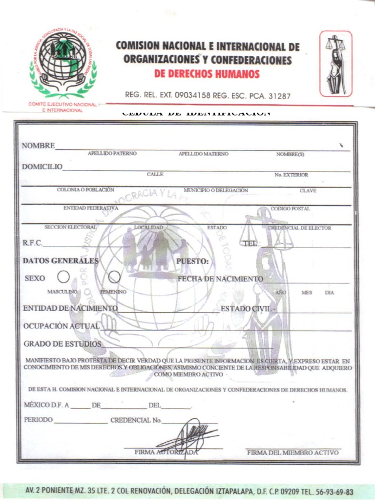 Cedula de identificacion pdf