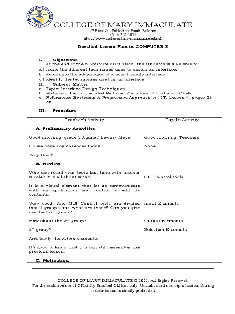 Detailed lesson plan in computer 3 pdf graphical user interfaces