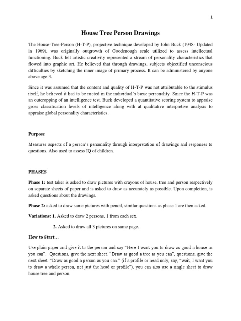 House Tree Person Drawings PDF Anxiety Id