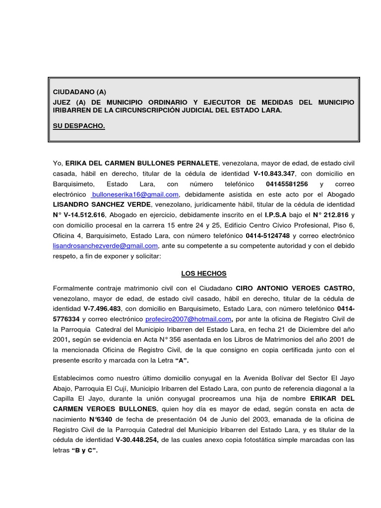 Solicitud de Divorcio Por Desafecto | PDF | Divorcio | Esposa