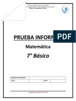 Prueba Informal 7 Basico Matematica 2022