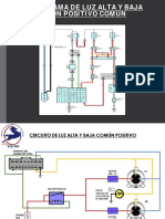 Circuito de Luz Alta y Baja Con Positivo Común