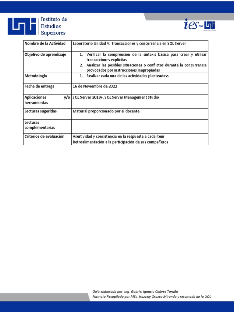 Transacciones y Concurrencia en SQL Server | PDF | Servidor SQL de ...
