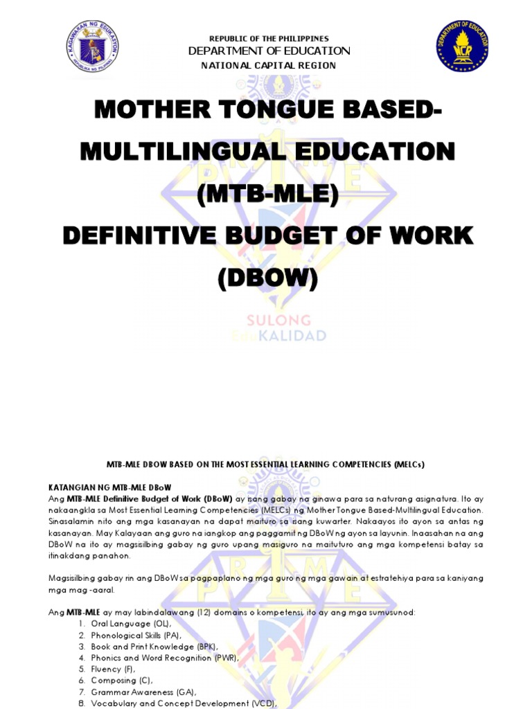MTB Mle English Dbow | PDF