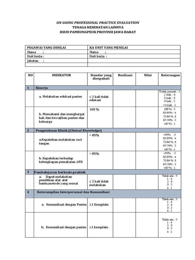 Form Nakes Lainya OPPE | PDF