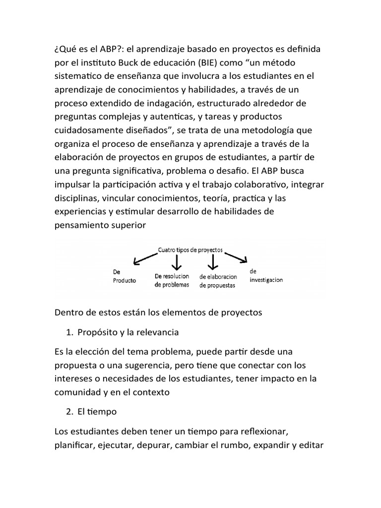 Aprendizaje Basado en Proyectos (ABP) | PDF | Aprendizaje | Método de ...