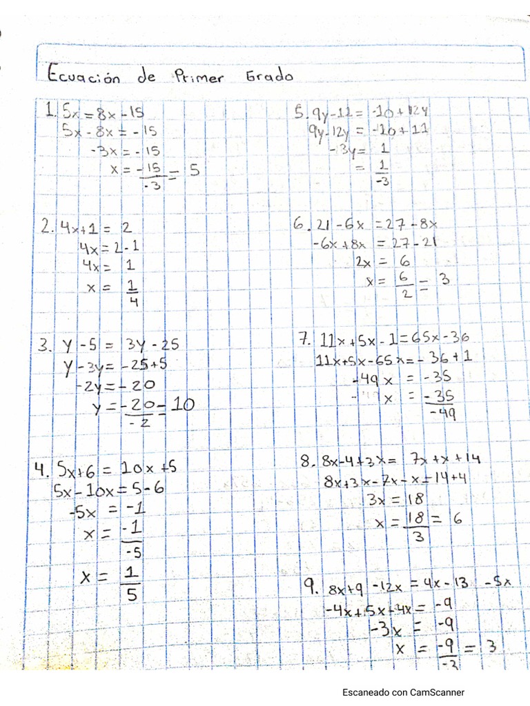 Ecuaciones de Primer Grado PDF