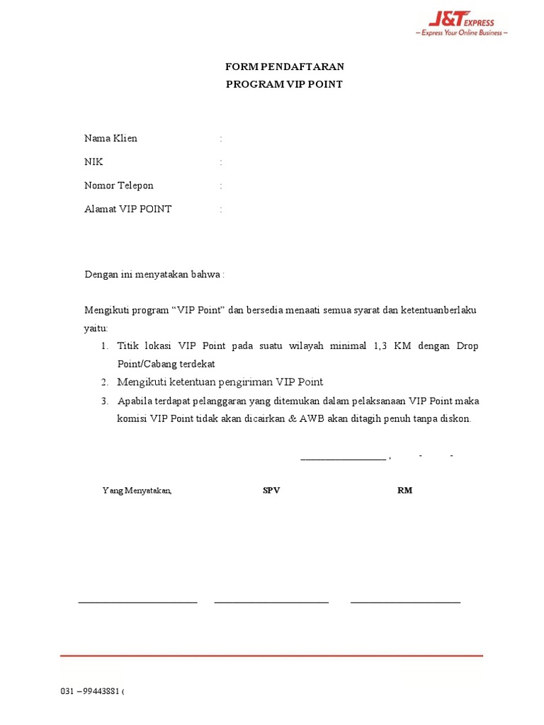 Form Vip Point | PDF | Finance & Money Management