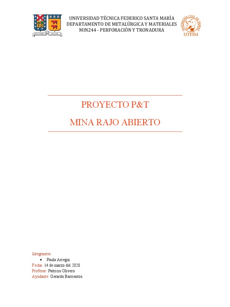 Proyecto Mina Rajo Abierto | PDF | Minería | Perforación