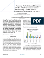 The Effect of Tax Planning, Profitability and Company Growth On Firm Value With CorporateGovernance Quality As A Moderating Variable Study in Manufacturing Companies Listed On CSE 2017-2021