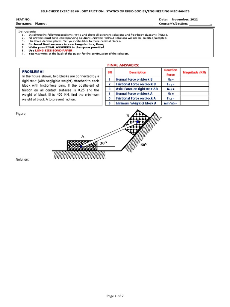 SCE - 6 - Dry Friction | PDF | Friction | Force