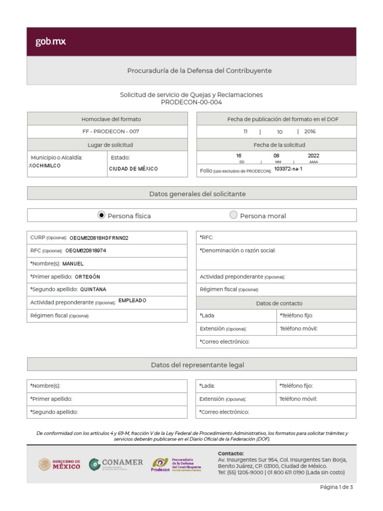 Formato Quejas | PDF | Gobierno