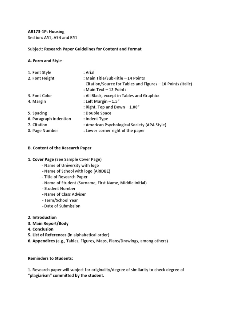 Research Paper Guidelines | PDF | Apa Style | Citation