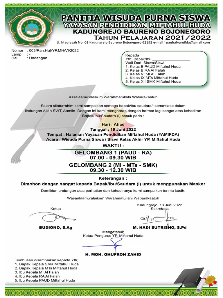 undangan wali murid wisuda | PDF