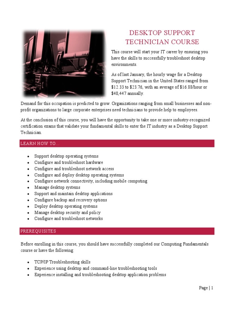 Desktop Support Technician Course | PDF | Troubleshooting | Computer ...
