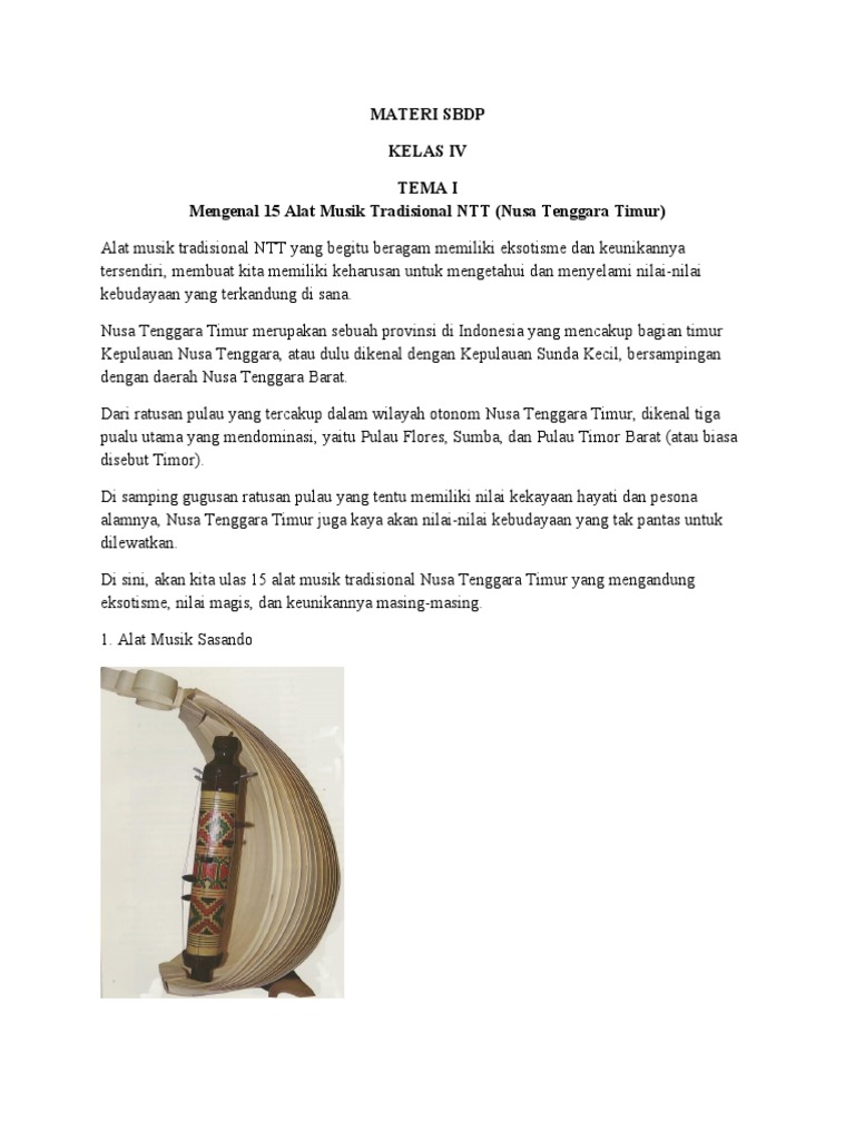 Mengenal 15 Alat Musik Tradisional NTT | PDF