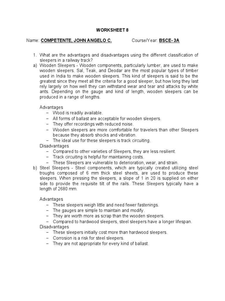 Worksheet 8 | PDF | Building Engineering | Civil Engineering