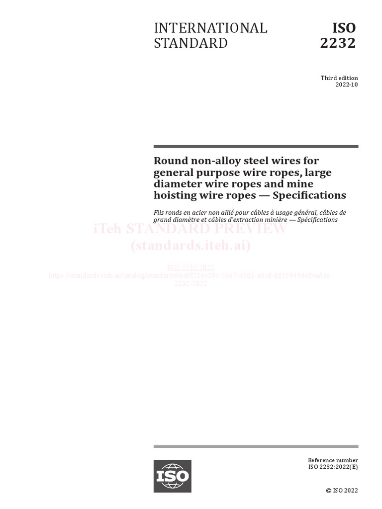 ISO 2232 - 2022 - ISO 2232 - 2022 Round Non-Alloy Steel Wires For ...