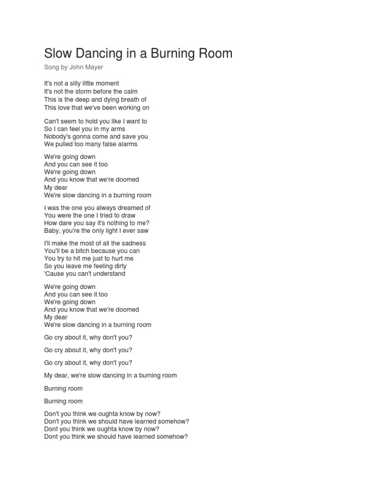 Slow Dancing in A Burning Room PDF