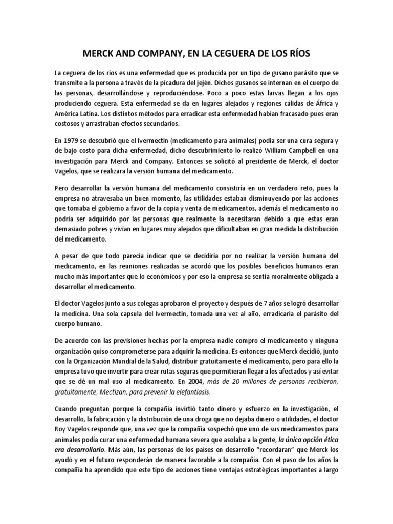 Caso Merck and Company Resumen | PDF | Medicamentos con receta | Business