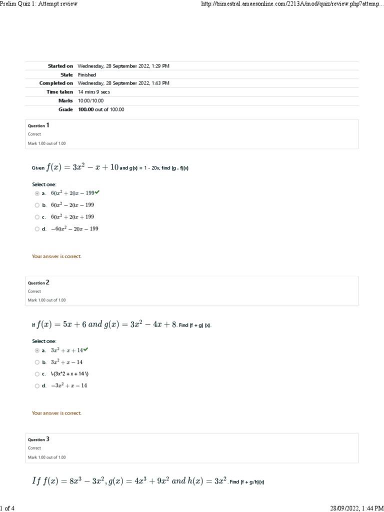 Prelim Quiz 1 Results and Review | PDF