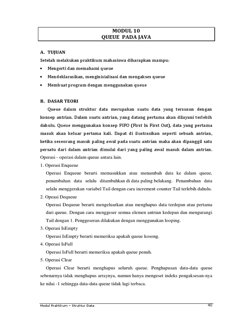 Praktikum Queue dalam Java | PDF | Komputer