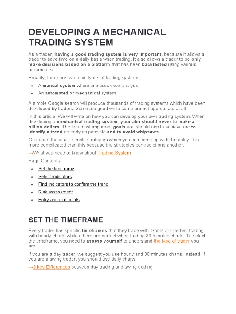 Developing a Mechanical Trading System | PDF | Algorithmic Trading