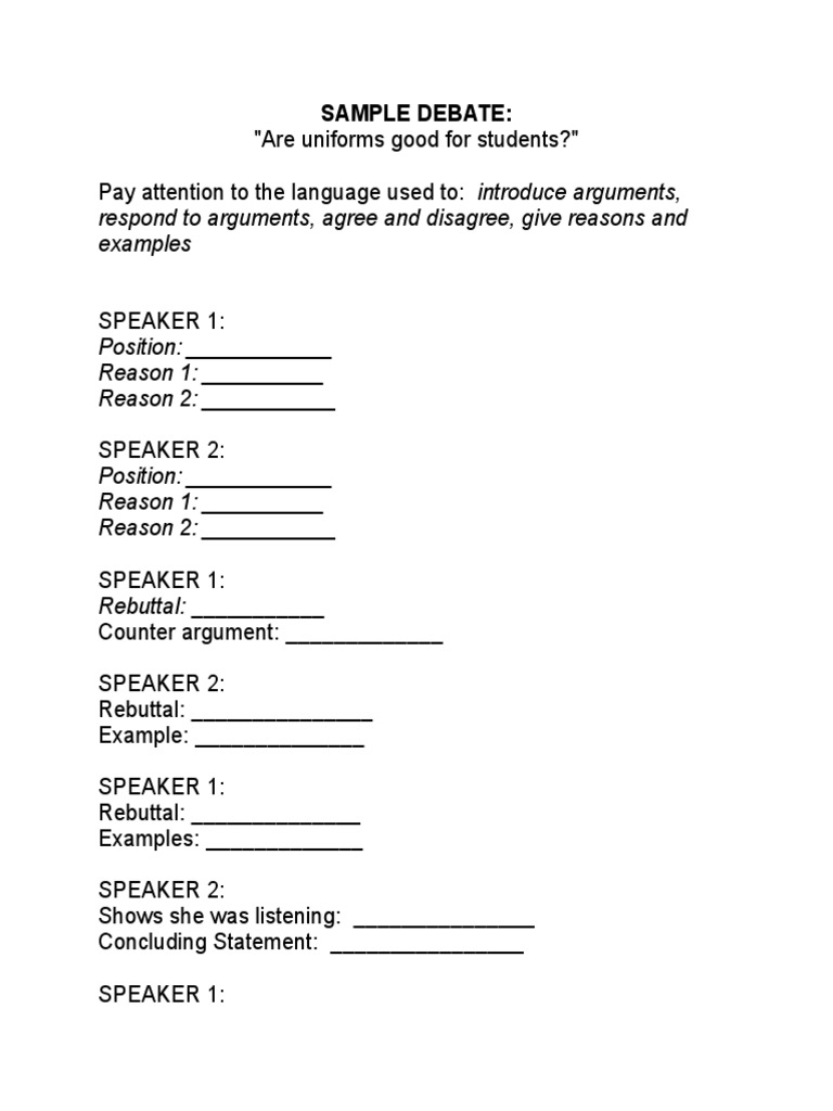 4 School Uniforms Debate PDF