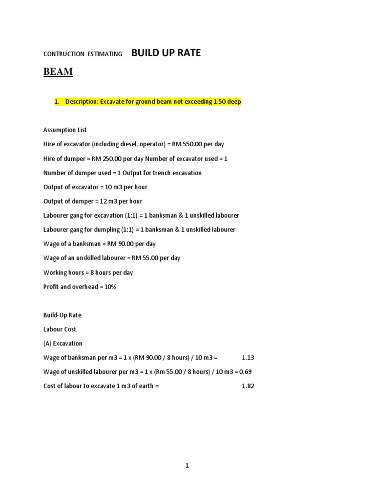 2.BEAM Built Up Rates | Download Free PDF | Economies | Business