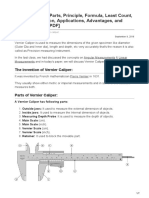 Vernier Caliper Parts Principle Formula Least Count Range Resolution Applications Advantages and Disa