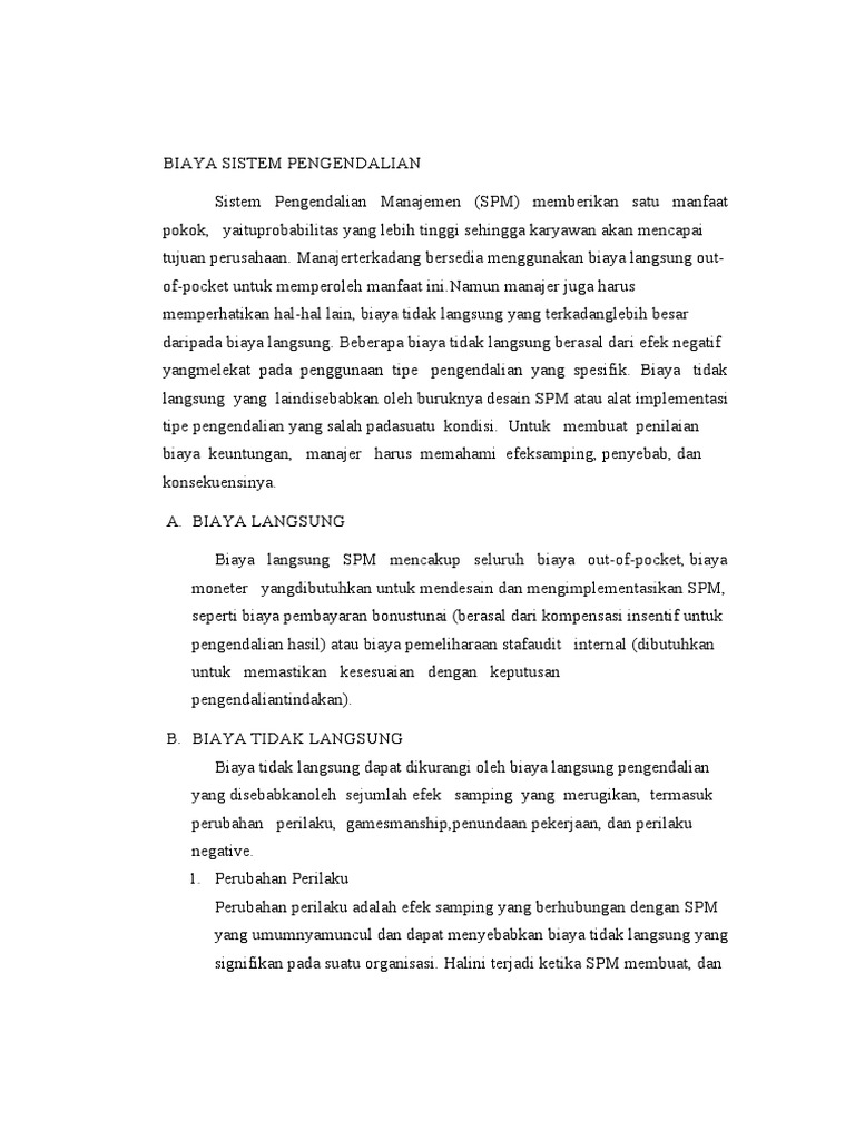 Biaya Sistem Pengendalian | PDF