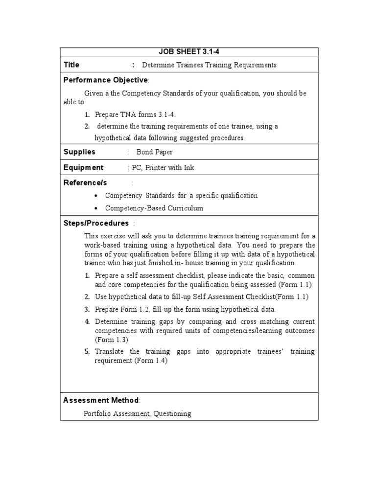 Job Sheet 3 1 4 Pdf Educational Assessment Cognition