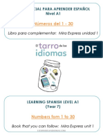 Spanish Level A1 Numbers 1-30 Flashcards