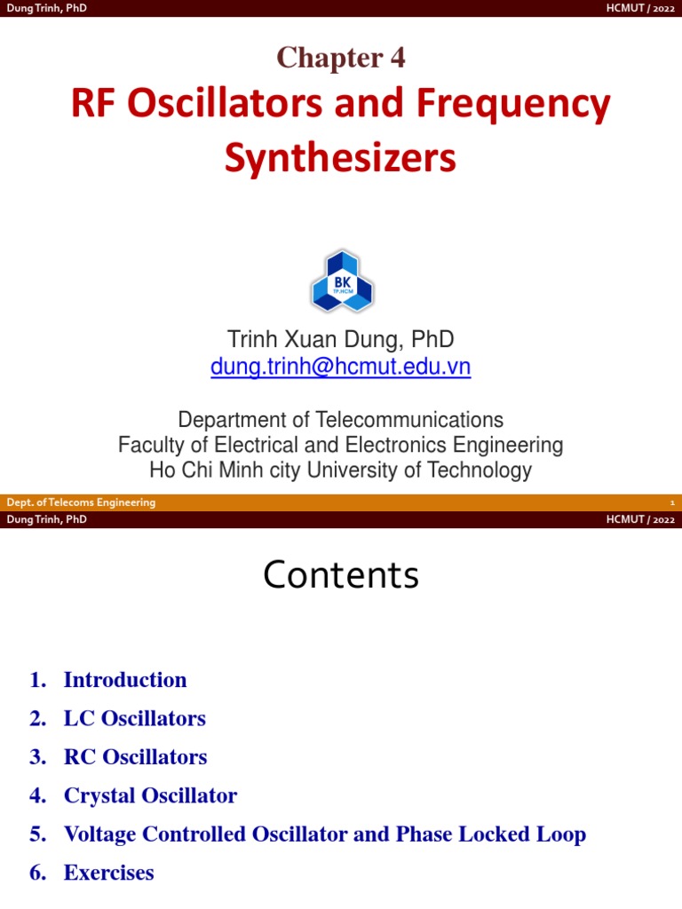 Chapter 4 RF Oscillators and Frequency Synthesizers PDF Electronic Oscillator Amplifier